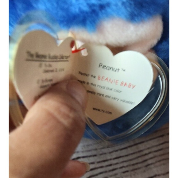 1998 vintage plush Ty Beanie Buddy Peanut The Elephant - Royal Blue - large EUC - Picture 8 of 9